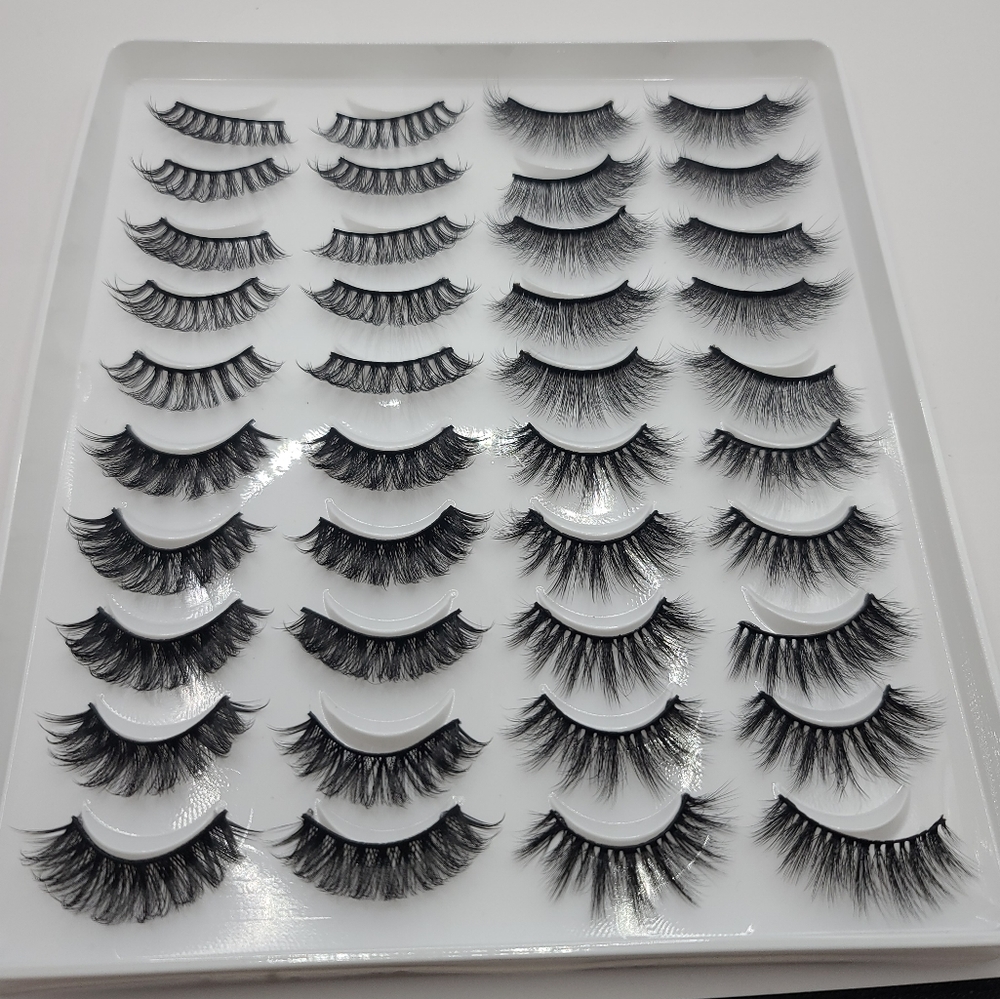 20 Pairs Natural  Cross False Eyelashes Handmade Makeup Fake Eye Lashes 3D